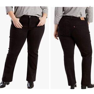 Levi's 414 Classic Straight Leg High Waist Stretch Boot Zip Black Denim Jeans 20